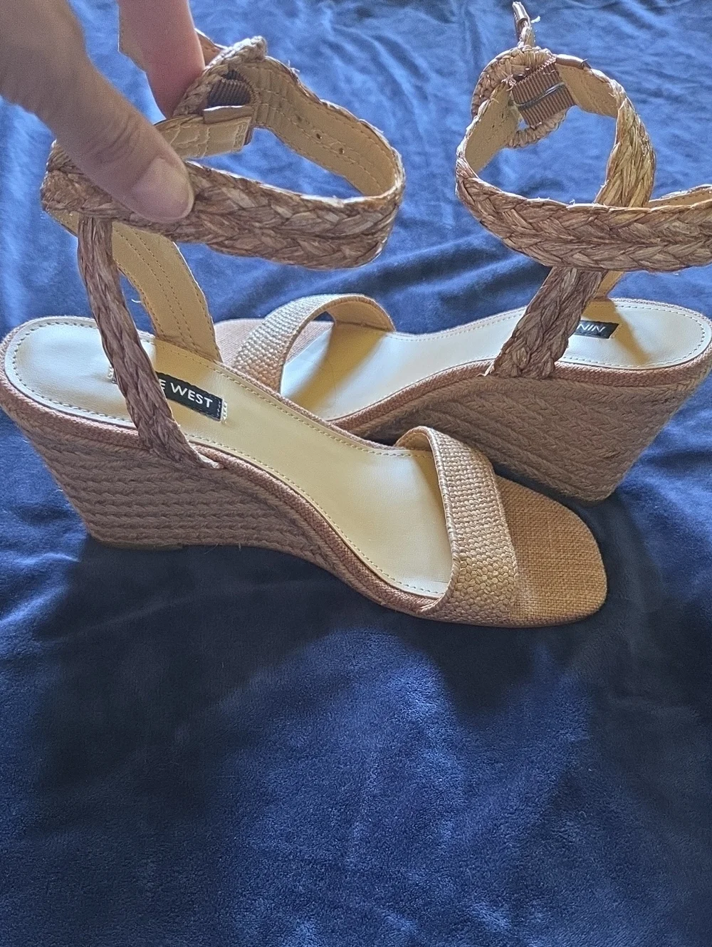 Nine West Braided Tan Espadrille Wedge Sandals